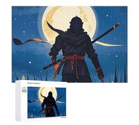 Moonlight Watercolor Style Ninja Jigsaw Puzzle 1000 PCS Challenging Fun Puzzles Wooden Jigsaw Puzzles for Adults Families