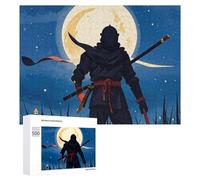 Moonlight Watercolor Style Ninja Jigsaw Puzzle 500 PCS Challenging Fun Puzzles Wooden Jigsaw Puzzles for Adults Families