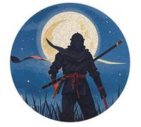Moonlight Watercolor Style Ninja Jigsaw Puzzle Challenging Round Animals Puzzle Wooden Jigsaw Puzzles for Adults Families 195 PCS