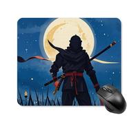 Moonlight Watercolor Style Ninja Mouse Pad Square Laptop Mouse Mat Cute Computer Mousepad Keyboard Pad Non-Slip Desk Pads for Gaming Office Work Home 25 * 30cm