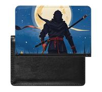 Moonlight Watercolor Style Ninja Passport Holder Slim Travel Wallet RFID Blocking Card Case Cover Passport Cover Protector Essentials with Credit Card Slots for Women/Men