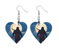 Moonlight Watercolor Style Ninja Wooden Earrings for Women, Vintage Elegant Wood Jewelry, Lightweight Earrings for Wedding, Party, Everyday Jewelry Gift, Star, Wood, wood
