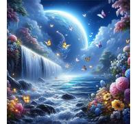 Moonlight Waterfall Butterfly Jigsaw Puzzles for Adults 60 Pieces Hard Difficult Challenging puzzles for adults 60 pcs DIY Decoration Puzzle for Wall Decor Gifts