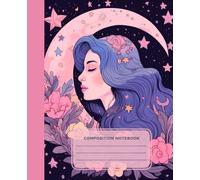 Moonlight Witch Composition Notebook | Crescent Moon Journal with Pink Stars and Flowers: Dreamy witchcore design for journaling, spells, and notes | 7.5 x 9.25 in, 120 Lined Pages