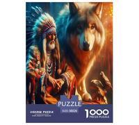 Moonlight Wolf1000 Piece Jigsaw Puzzle for Adults And Kids Educational Games Primitive TribesFun And Challenging for Home Decoration Great Gift Idea38x26cm/1000pcs