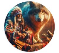Moonlight WolfPuzzles 1000 Pieces for Adults Round Primitive TribesCreative Challenge Puzzle Toy1000pcs (67.5x67.5cm)