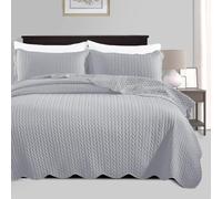 MOONLIGHT20015 Bedspreads Quilts Queen Size Bedding Set (90" x 96") - 2 Pillow Shams (20" x 26"+ 2") - All Season Lightweight Reversible 3 Pcs Microfiber Coverlet Embossed Quilt Bedspreads (Silver)