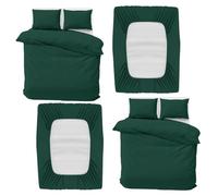 MOONLIGHT20015 Double Bedding Set 4 Piece Duvet Cover Fitted Sheet with Pillow cases Soft Brushed Microfiber Duvet Cover sets Emerald (Pack of 2)
