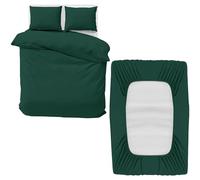 MOONLIGHT20015 Double Bedding Set 4 Piece Duvet Cover Fitted Sheet with Pillow cases Soft Brushed Microfiber Duvet Cover sets Emerald