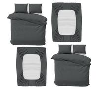 MOONLIGHT20015 Double Bedding Set 4 Piece Duvet Cover Fitted Sheet with Pillow cases Soft Brushed Microfiber Duvet Cover sets Charcoal (Pack of 2)