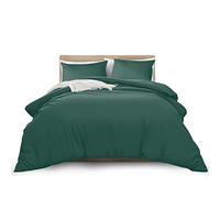 MOONLIGHT20015 Double Duvet Cover Set Emerald Solid Soft Pre-Washed Double Bedding Duvet Cover with 2 Matching Pillowcases
