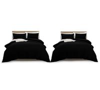 MOONLIGHT20015 Double Duvet Cover Set Pack of 2 Black Solid Soft Pre-Washed Double Bedding 2 Duvet Covers with 4 Matching Pillow Cases