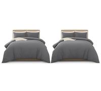 MOONLIGHT20015 Double Duvet Cover Set Pack of 2 Grey Solid Soft Pre-Washed Double Bedding Duvet Cover Sets with 2 Matching Pillowcases