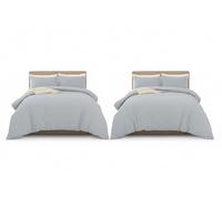MOONLIGHT20015 Double Duvet Cover Set Pack of 2 Silver Solid Soft Pre-Washed Double Bedding 2 Duvet Covers with 4 Matching Pillow Cases