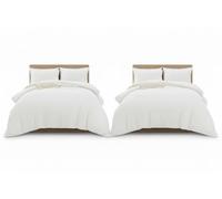 MOONLIGHT20015 Double Duvet Cover Set Pack of 2 White Solid Soft Pre-Washed Double Bedding 2 Duvet Covers with 4 Matching Pillowcases