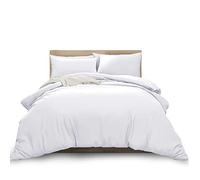 MOONLIGHT20015 Double Duvet Cover Set White Solid Soft Double Bedding Duvet Cover with 2 Matching Pillowcases