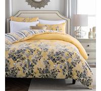 MOONLIGHT20015 Double Duvet Set Soft Printed Luxury Bedding Set Premium Brushed Microfiber Duvet Cover with Pillowcases (Ochre Blossom 200x200 CM)