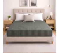 MOONLIGHT20015 Fitted Sheet Super king 40cm Soft Brushed Microfiber with Satin Stripes Fade Resistant Easy Care Breathable Bed Sheets (Charcoal, Super King)