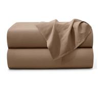 MOONLIGHT20015 Flat Sheet 100% Egyptian Cotton Bed Sheets 200 Thread Count Hotel Quality - Breathable and Wrinkle Resistant Non Iron Top Sheet (Beige, Super King [2 Pack])