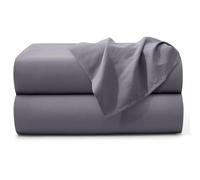 MOONLIGHT20015 Flat Sheet 100% Egyptian Cotton Bed Sheets 200 Thread Count Hotel Quality - Breathable and Wrinkle Resistant Non Iron Top Sheet (Grey, Super King [2 Pack])