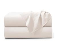 MOONLIGHT20015 Flat Sheet 100% Egyptian Cotton Cream Bed Sheets 200 Thread Count Hotel Quality 2 Pack - Breathable and Wrinkle Resistant Non Iron Top Sheet (Single)