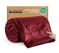 MOONLIGHT20015 Fleece Blanket Burgundy Throws for Sofas Single - 400 GSM Fluffy Blankets for Bed Couch and Travel - Silk Touch Warm Soft Cosy Throw for Adults Kids Fit All Season, 130x150 cm