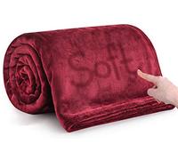MOONLIGHT20015 Fleece Blanket for Bed - Soft Cosy Fluffy Throw Blankets Queen Size, 400 GSM Silk Touch Warm Large Throws for Audlts, Burgundy, 200x240 Cm