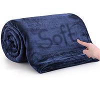 MOONLIGHT20015 Fleece Blanket for Bed - Soft Cosy Fluffy Throw Blankets Queen Size, 400 GSM Silk Touch Warm Large Throws for Audlts, Navy, 200x240 Cm