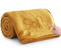 MOONLIGHT20015 Fleece Blanket for Bed - Soft Cosy Fluffy Throw Blankets Queen Size, 400 GSM Silk Touch Warm Large Throws for Audlts, Mustard, 200x240 Cm