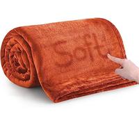 MOONLIGHT20015 Fleece Blanket King Size for Bed - Soft Cosy Fluffy Throw Blankets, 400 GSM Silk Touch Warm Extra Large Throws for Audlts, Rust, 270x230 Cm