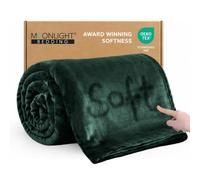 MOONLIGHT20015 Fleece Blanket King Size for Bed - Soft Cosy Fluffy Throw Blankets, 400 GSM Silk Touch Warm Extra Large Throws for Audlts, Emerald, 270x230 Cm