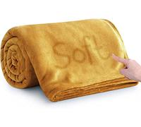 MOONLIGHT20015 Fleece Blanket King Size for Bed - Soft Cosy Fluffy Throw Blankets, 400 GSM Silk Touch Warm Extra Large Throws for Audlts, Mustard, 270x230 Cm