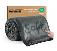 MOONLIGHT20015 Fleece Blanket King Size XXL Grey 7.5ft x 9ft - Soft Cosy Fluffy Throw Blankets for Bed/Sofa/Couch, 400 GSM Silk Touch Warm Extra Large Throws for Adults, Dark Gray, 270x230 cm