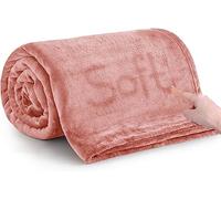 MOONLIGHT20015 Fleece Blanket Throws for Sofas Single - 400 GSM Fluffy Pink Blankets for Bed Couch and Travel - Silk Touch Warm Soft Cosy Throw for Adults Kids Fit All Season, 130x150 cm