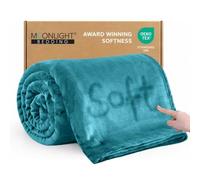 MOONLIGHT20015 Fleece Throw Blanket for Bed - Soft Cosy Fluffy Blankets for Sofa, 400 GSM Silk Touch Warm Double Throws for Audlts, Teal, 150x200 Cm