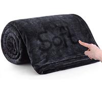 MOONLIGHT20015 Fleece Throw Blanket for Bed - Soft Cosy Fluffy Blankets for Sofa, 400 GSM Silk Touch Warm Double Throws for Audlts, Black, 150x200 Cm