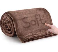 MOONLIGHT20015 Fleece Throw Blanket for Bed - Soft Cosy Fluffy Blankets for Sofa, 400 GSM Silk Touch Warm Double Throws for Audlts, Coffee, 150x200 Cm