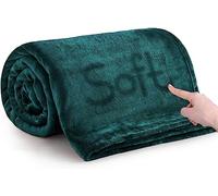 MOONLIGHT20015 Fleece Throw Blanket for Sofa - Soft Cosy Fluffy Blankets for Bed, 400 GSM Silk Touch Warm Single Throws for Audlts, Green Emerald, 130x150 cm