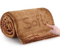 MOONLIGHT20015 Fleece Throw Blanket for Sofa - Soft Cosy Fluffy Blankets for Bed, 400 GSM Silk Touch Warm Single Throws for Audlts, Camel, 130x150 cm