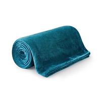 MOONLIGHT20015 Fleece Throw Blanket for Sofa - Soft Cosy Fluffy Blankets for Bed, 400 GSM Silk Touch Warm Single Throws for Audlts, Teal, 130x150 cm