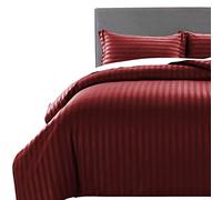 MOONLIGHT20015 King Size Duvet Cover Sets Reversible Stripes Satin Bedding Set with 2 Pillowcases Soft Hypoallergenic Duvet Covers (Burgundy 230x220)