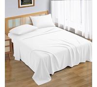 MOONLIGHT20015 King Size Flat Sheet 100% Egyptian Cotton Bed Sheets 200 Thread Count Hotel Quality White Bedding - Breathable and Wrinkle Resistant Non Iron Top Sheet