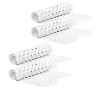 MOONLIGHT20015 Non Slip Shower Bath Mat 4 Pack - Anti Mould & Mildew PVC Bathroom Mats with Suction Cups, Drain Holes, Machine Washable, Ideal for Bulk & Wholesale Use (100x40cm, White)