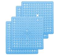 MOONLIGHT20015 Non Slip Shower Bath Mat 4 Pack - Anti Mould & Mildew PVC Bathroom Mats with Suction Cups, Drain Holes, Machine Washable, Ideal for Bulk & Wholesale Use (53x53cm, Blue)