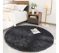 MOONLIGHT20015 Round Rugs Living Room - Black Area Rugs for Bedroom 120x120 cm Anti Slip - Modern Super Soft Thick Pile Fluffy Shaggy Rug - Plush Carpet Non Shedding Easy to Clean