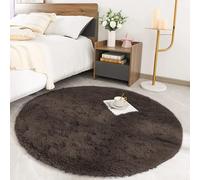 MOONLIGHT20015 Round Rugs Living Room - Fluffy Shaggy Brown Area Rugs for Bedroom 120x120cm Anti Slip - Modern Super Soft Thick Pile Plush Carpet Non Shedding Easy To Clean Rug