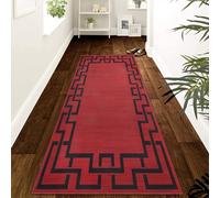 MOONLIGHT20015 Rugs for Hallway 60x220 cm - Greek Key Style Area Rugs for Bedroom Living Room - Non Slip Modern Printed Carpet Red Rug for Lounge, Lexi