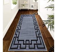 MOONLIGHT20015 Rugs for Hallway 60x220 cm - Greek Key Style Grey Area Rugs for Bedroom Living Room - Non Slip Modern Printed Carpet Rug for Lounge, Nico