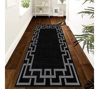 MOONLIGHT20015 Rugs for Hallway Runner 80x300 cm Large - Greek Key Style Black Area Rugs for Bedroom Living Room - Non Slip Modern Printed Carpets for Lounge, Nico Black