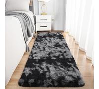 MOONLIGHT20015 Rugs Living Room - Fluffy Shaggy Area Rugs for Bedroom Dark Grey, Hallway Runner Anti-Slip - Modern Super Soft Plush Carpet Non Shedding Easy To Clean Rug (Tye-Dye Grey, 80cm x 300cm)